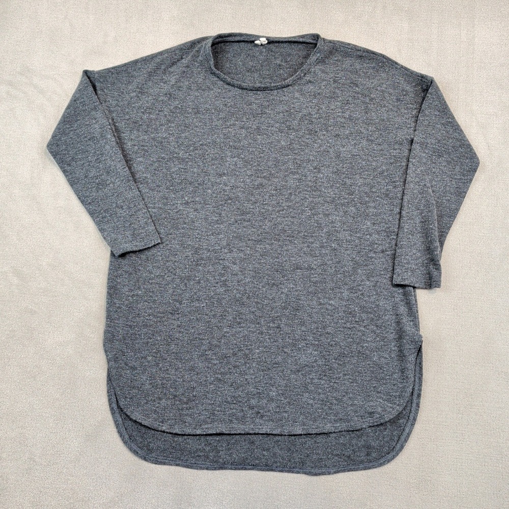 Bellamie Vintage USA Tunic Top Large Gray Heathered Minimalist Slit Hem
